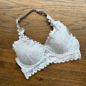 Victoria’s Secret PINK Lace Halter Bralette Lightly Lined  Light Blue Medium